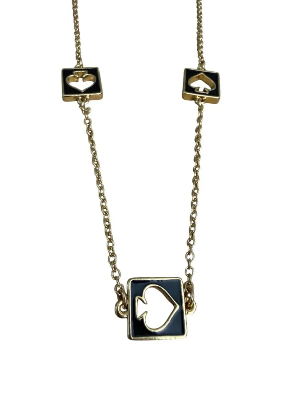 NWT Kate Spade Holepunch Spade Necklace Gold Black 32